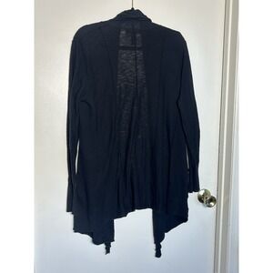 Lucky Brand Black Cardigan Sweater Medium Cotton Modal Open Front Style 7W50201